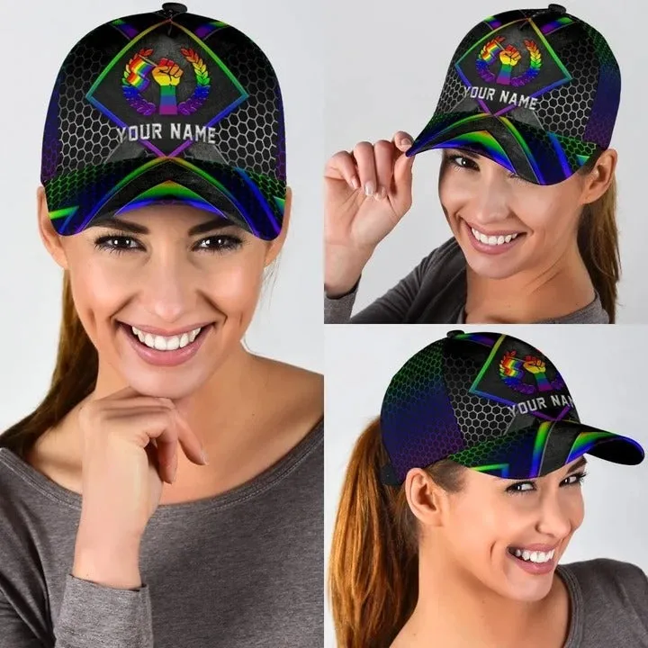 Customized With Name Pride Baseball Cap, Stop Hating LGBT Printing 3D Baseball Cap Hat, Lesbian Gifts