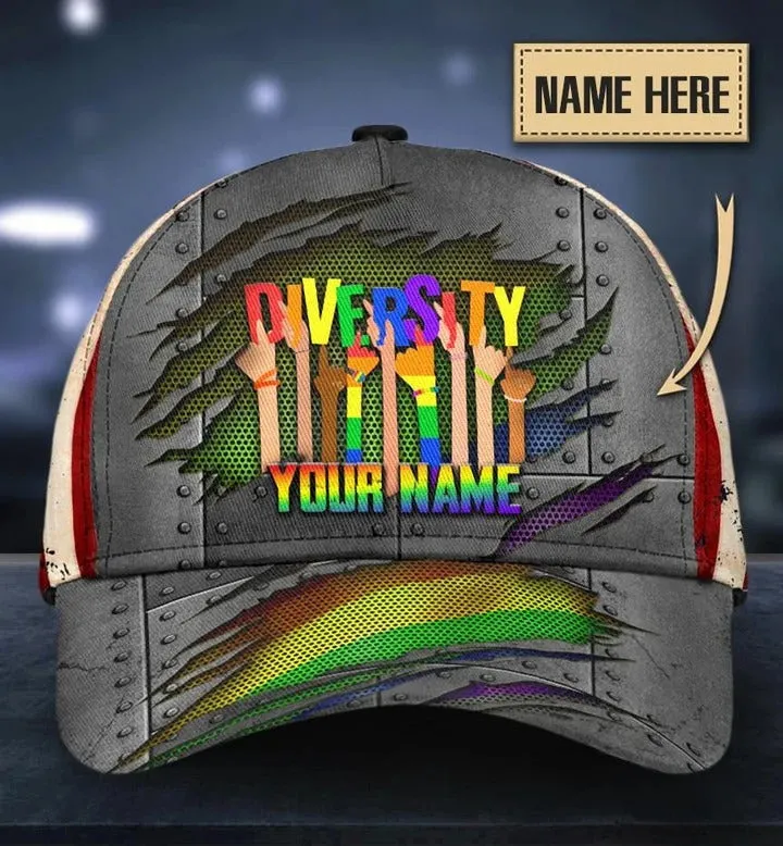 Customized With Name Pride Baseball Cap, Stop Hating LGBT Printing 3D Baseball Cap Hat, Lesbian Gifts