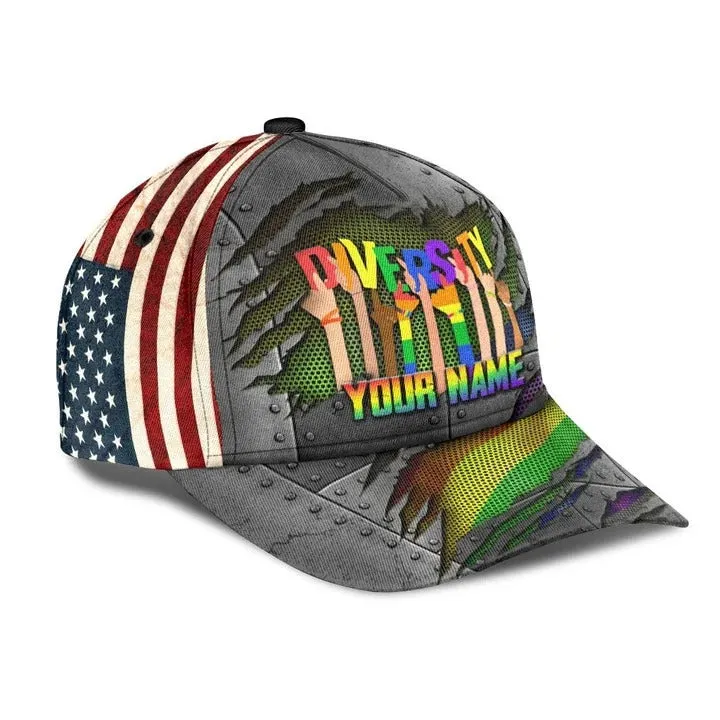 Customized With Name Pride Baseball Cap, Stop Hating LGBT Printing 3D Baseball Cap Hat, Lesbian Gifts