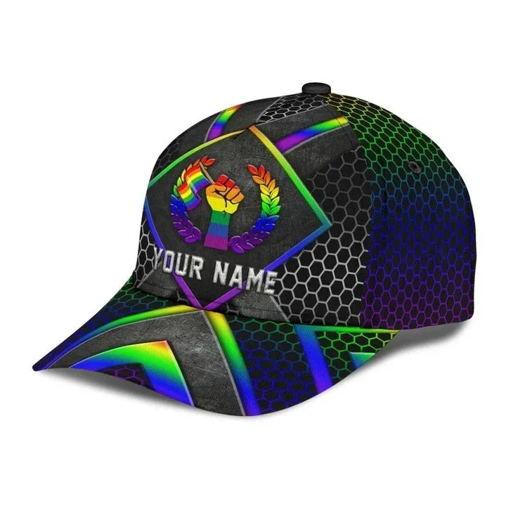 Customized With Name Pride Baseball Cap, Stop Hating LGBT Printing 3D Baseball Cap Hat, Lesbian Gifts