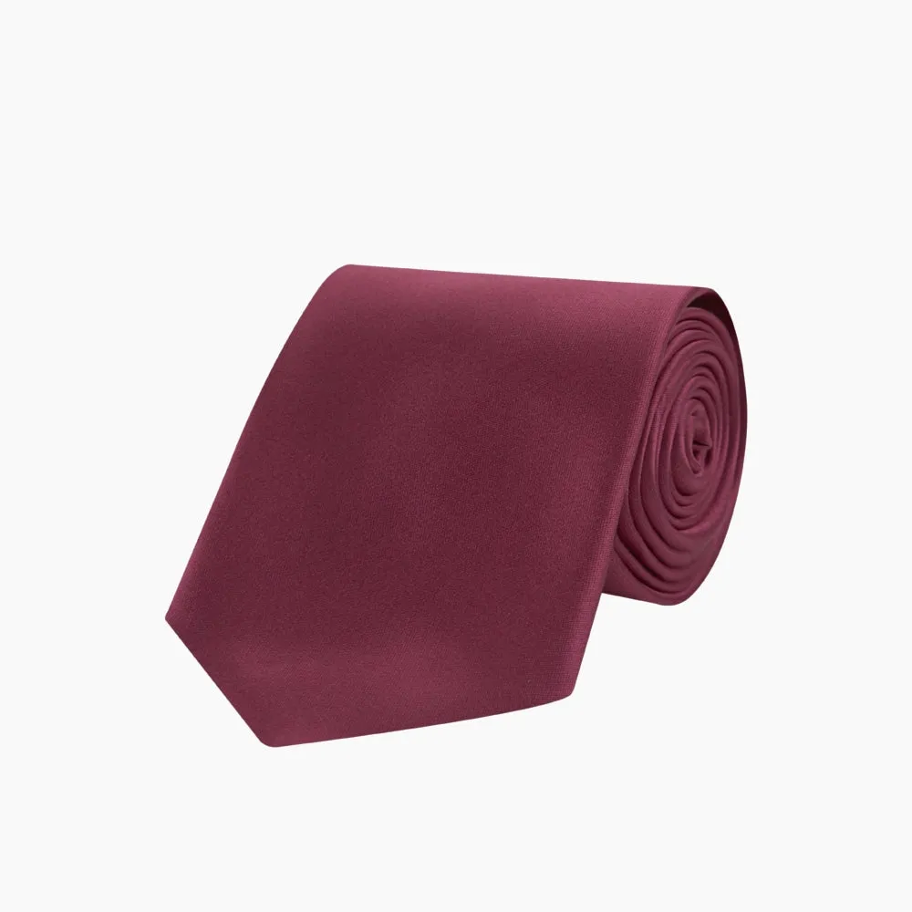Dark Pink Plain Satin Silk Tie