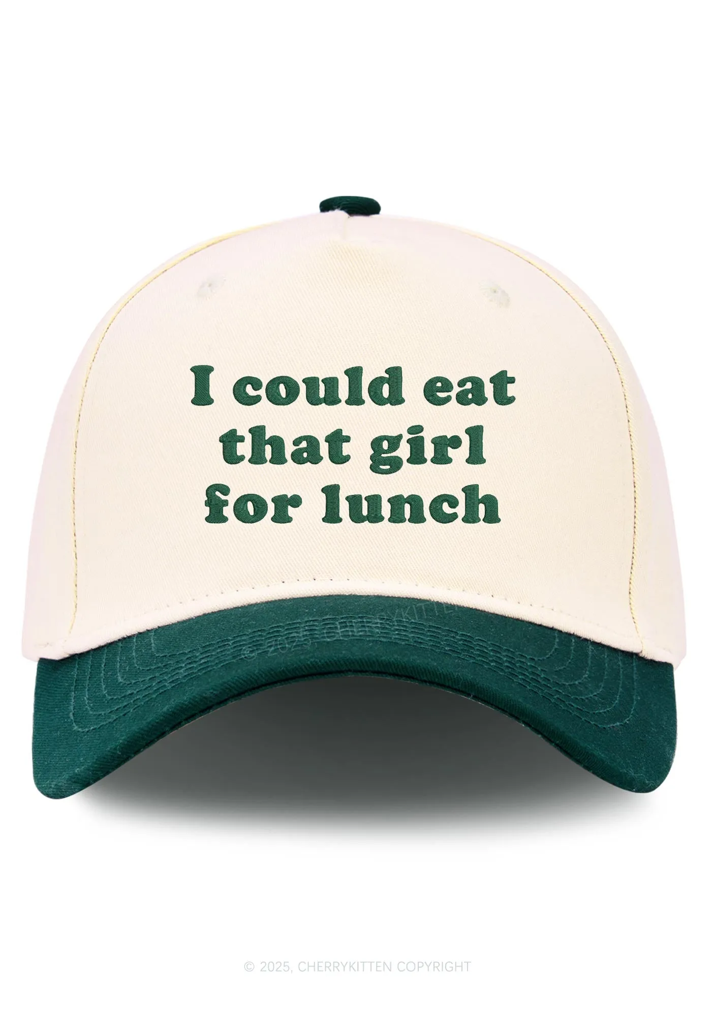 Embroidered Eat That Girl For Lunch  Pride Y2K Color Block Baseball Cap Cherrykitten