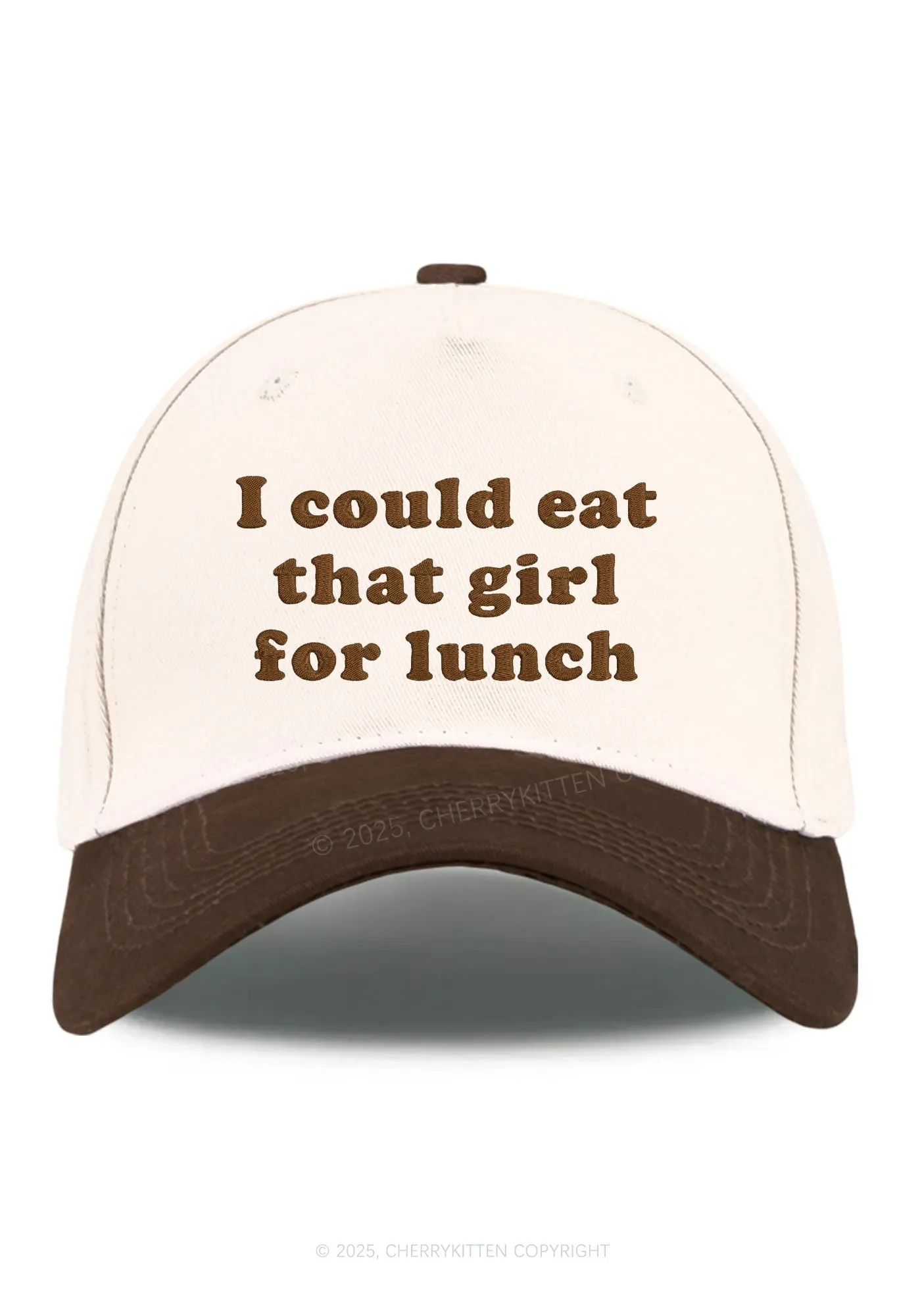 Embroidered Eat That Girl For Lunch  Pride Y2K Color Block Baseball Cap Cherrykitten