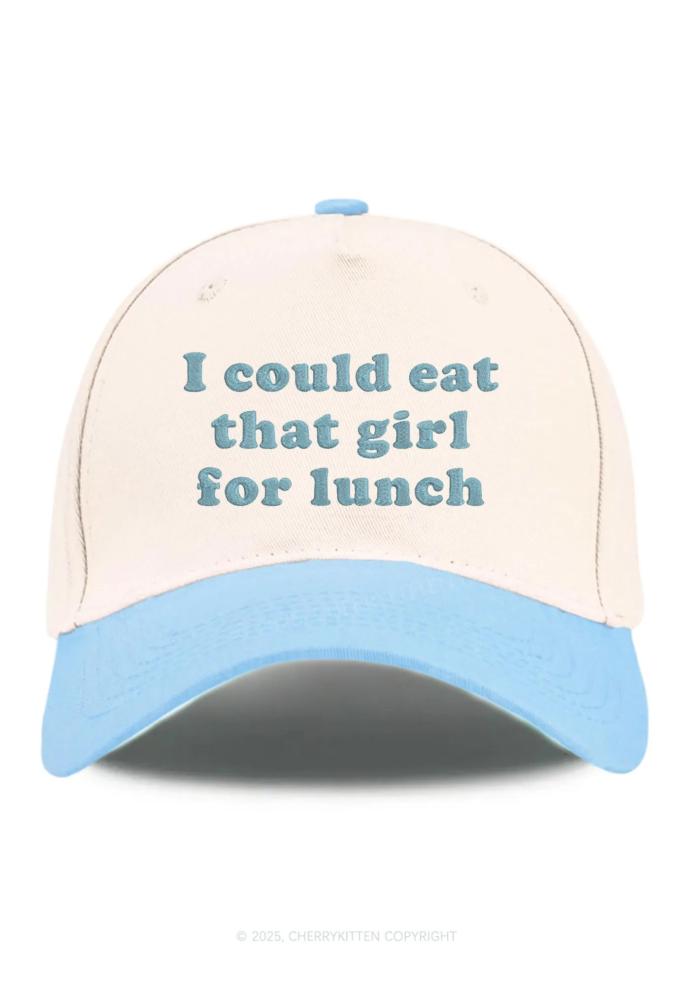 Embroidered Eat That Girl For Lunch  Pride Y2K Color Block Baseball Cap Cherrykitten