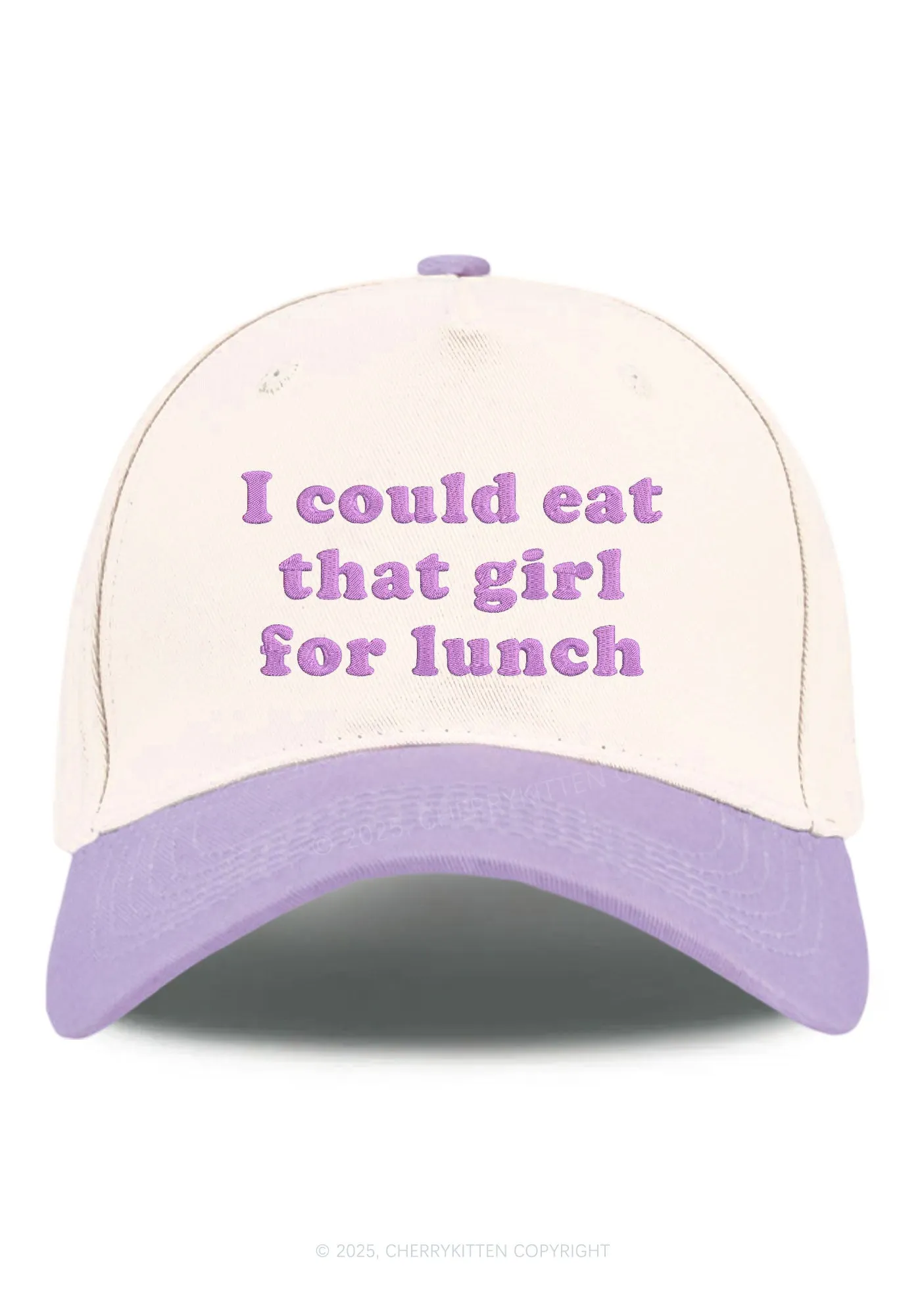 Embroidered Eat That Girl For Lunch  Pride Y2K Color Block Baseball Cap Cherrykitten