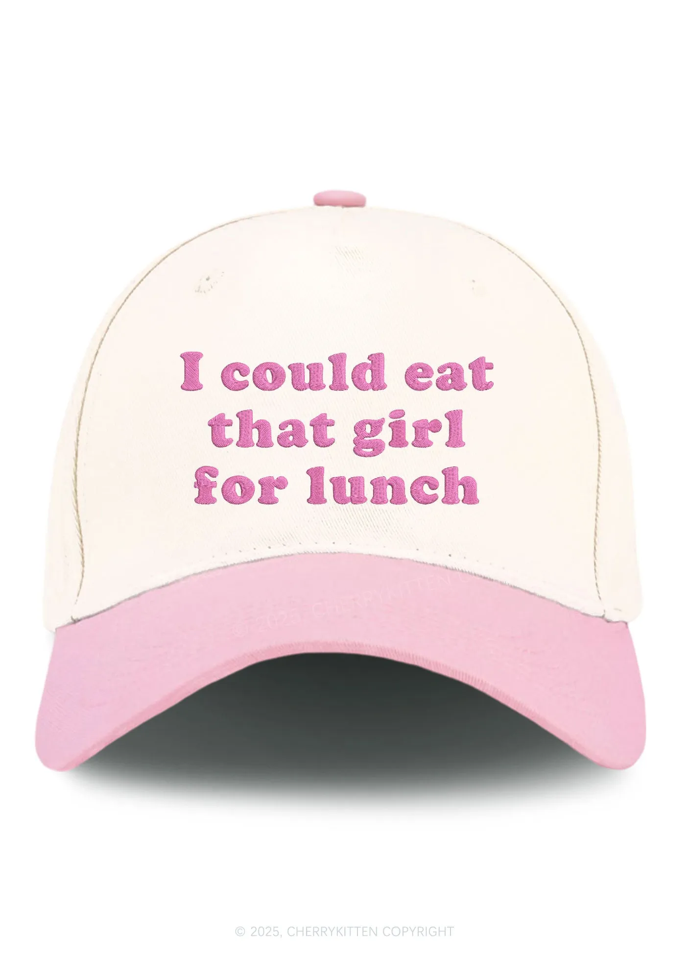 Embroidered Eat That Girl For Lunch  Pride Y2K Color Block Baseball Cap Cherrykitten