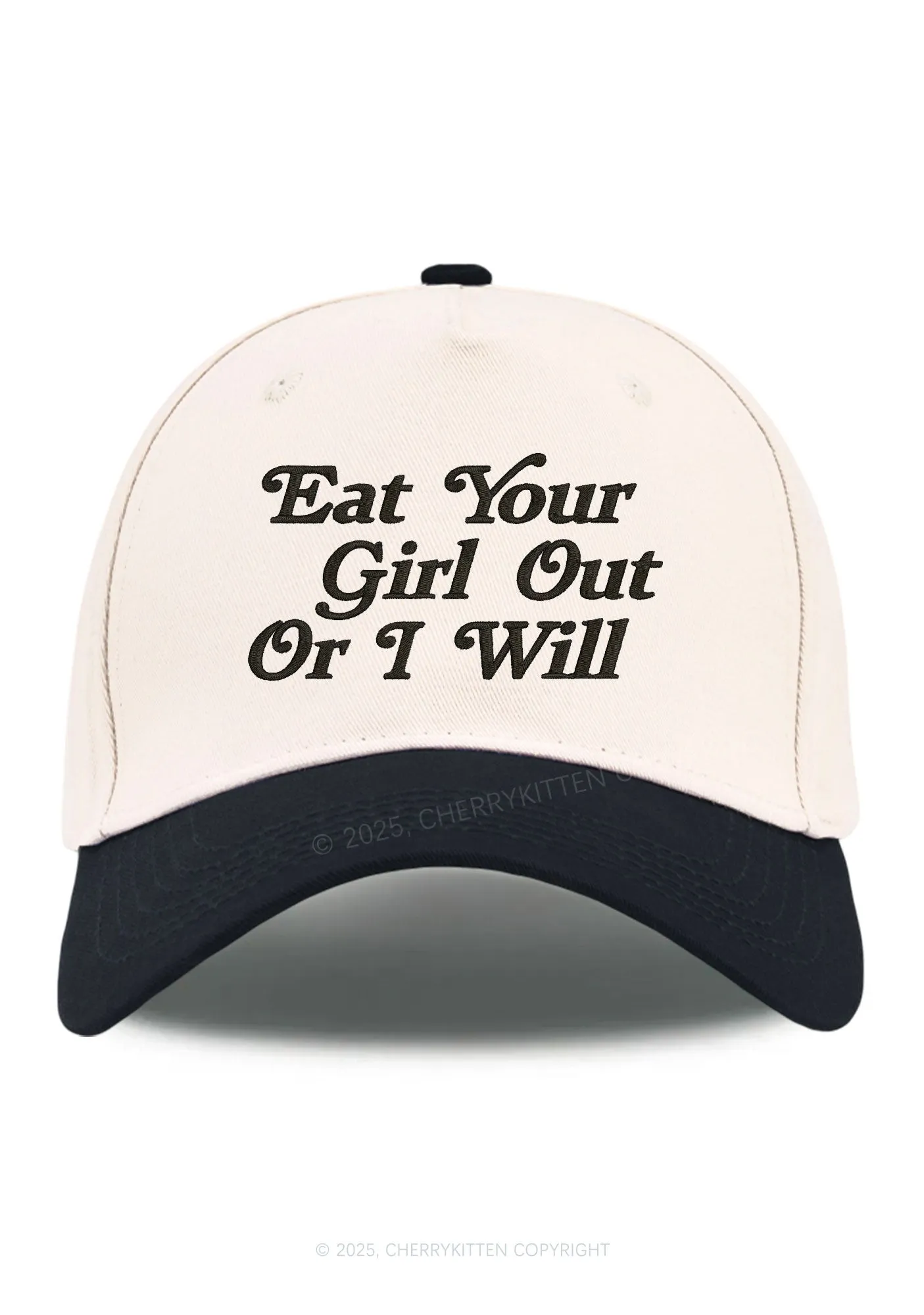Embroidered Eat Your Girl Out Pride Y2K Color Block Baseball Cap Cherrykitten