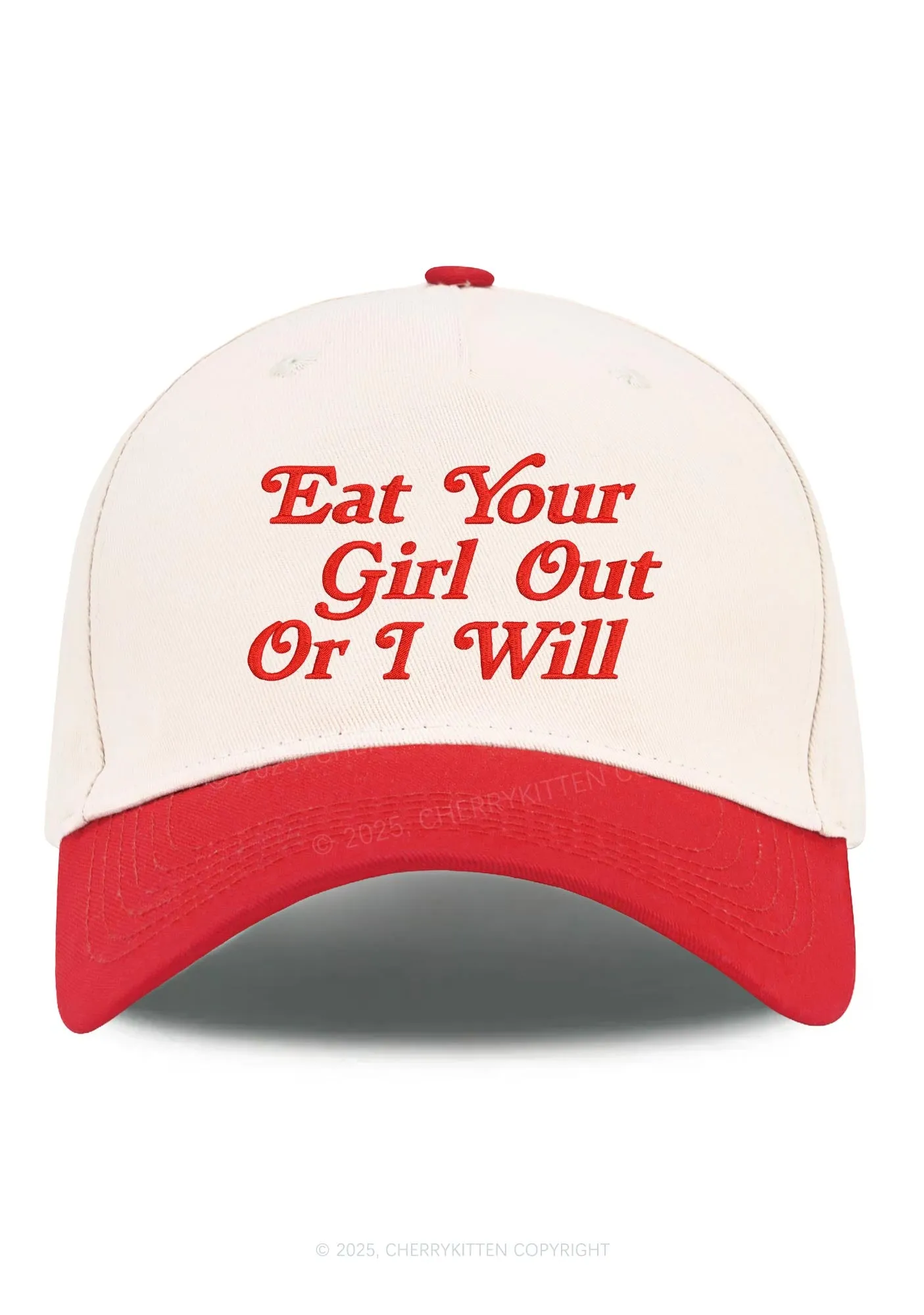Embroidered Eat Your Girl Out Pride Y2K Color Block Baseball Cap Cherrykitten