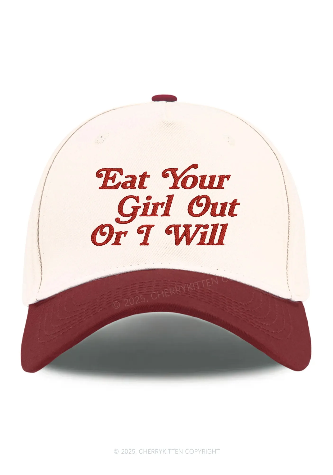 Embroidered Eat Your Girl Out Pride Y2K Color Block Baseball Cap Cherrykitten
