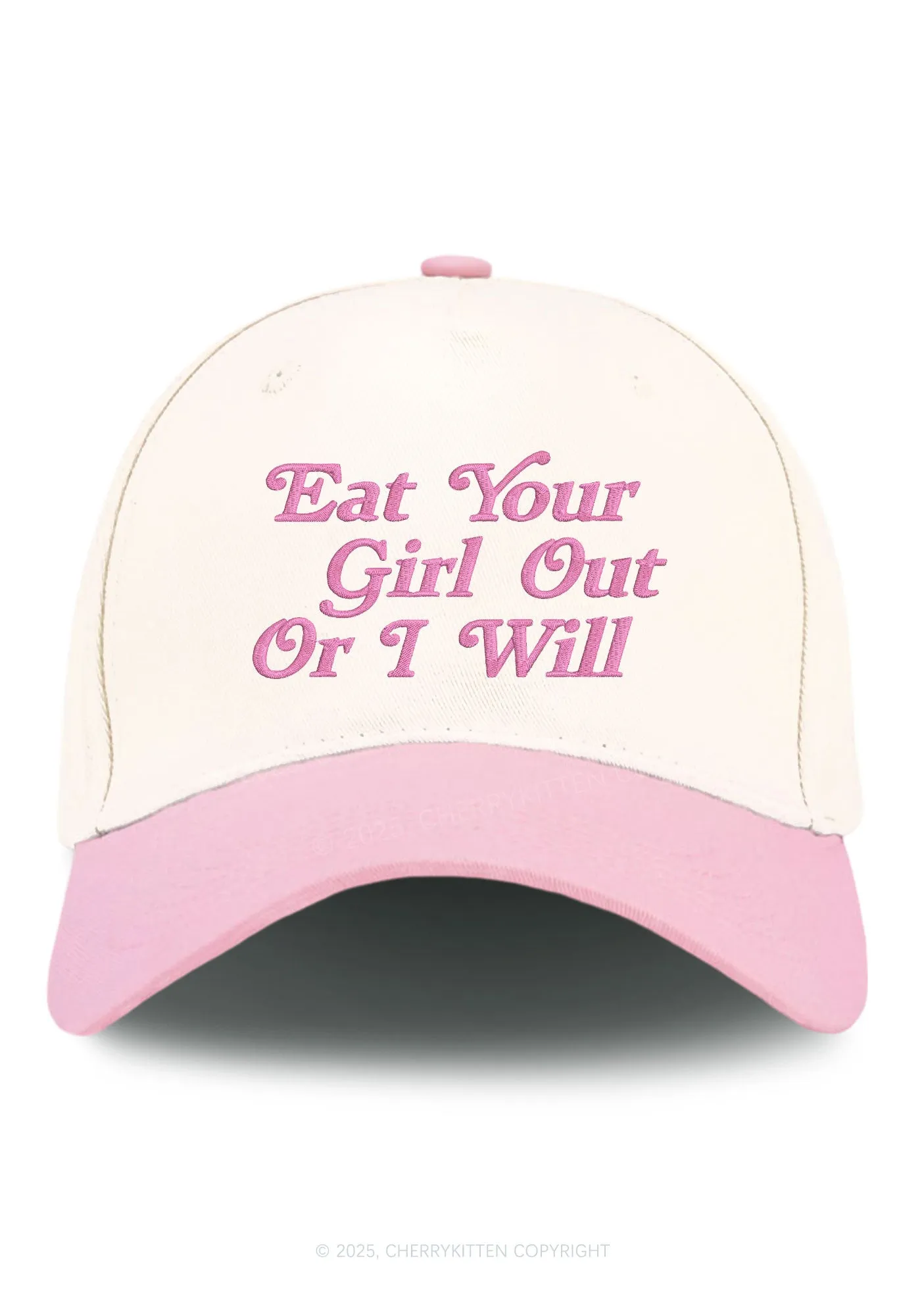 Embroidered Eat Your Girl Out Pride Y2K Color Block Baseball Cap Cherrykitten