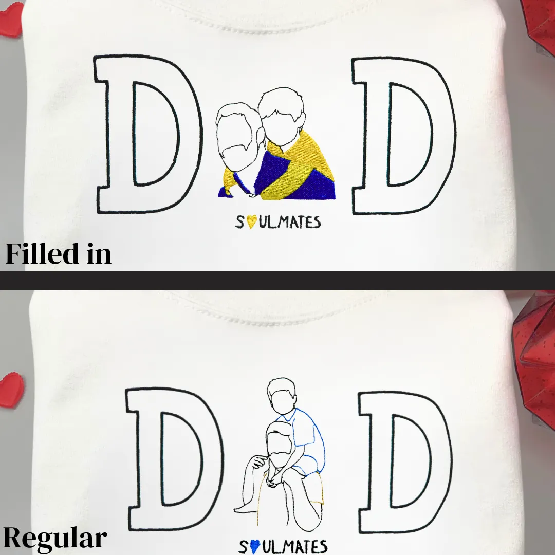 Personalized Embroidered DAD Outline Hoodie for Fathers Day - Soulmate Customs©
