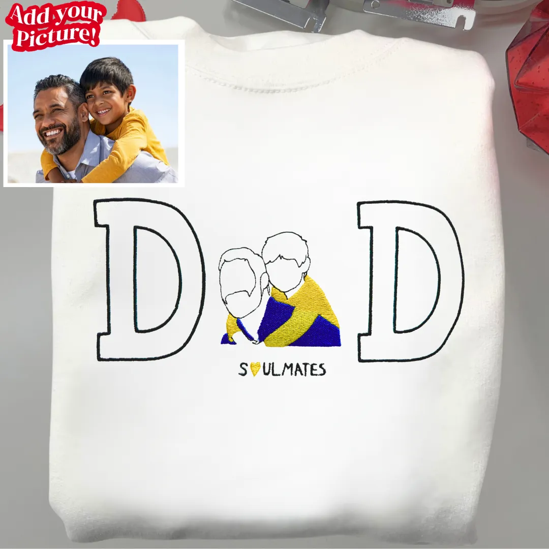 Personalized Embroidered DAD Outline Hoodie for Fathers Day - Soulmate Customs©