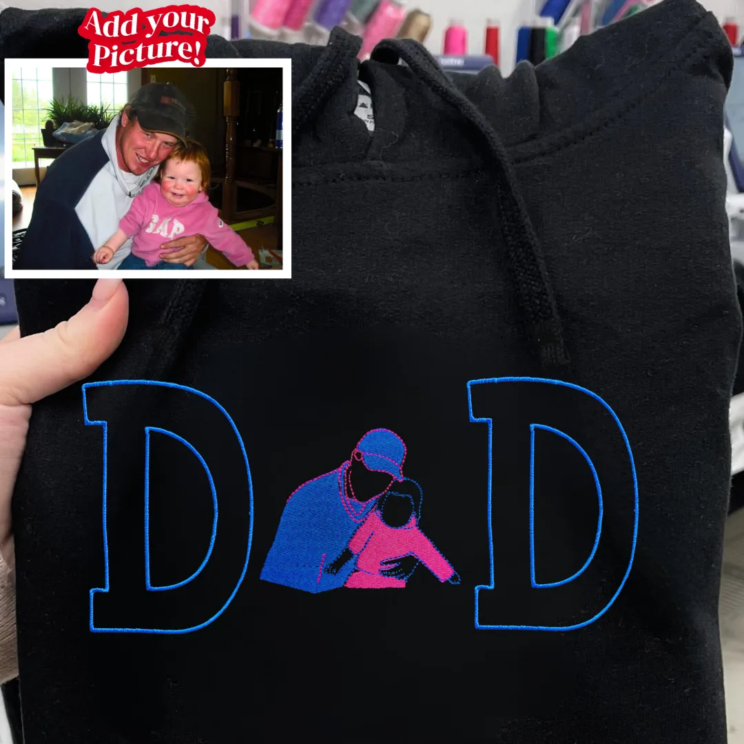Personalized Embroidered DAD Outline Hoodie for Fathers Day - Soulmate Customs©