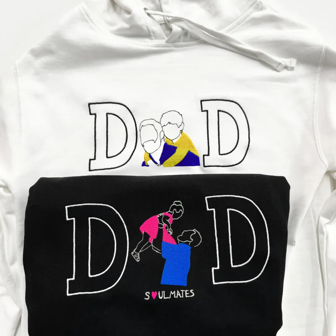 Personalized Embroidered DAD Outline Hoodie for Fathers Day - Soulmate Customs©