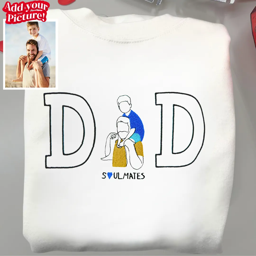 Personalized Embroidered DAD Outline Hoodie for Fathers Day - Soulmate Customs©