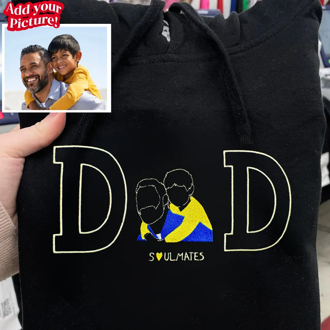 Personalized Embroidered DAD Outline Hoodie for Fathers Day - Soulmate Customs©