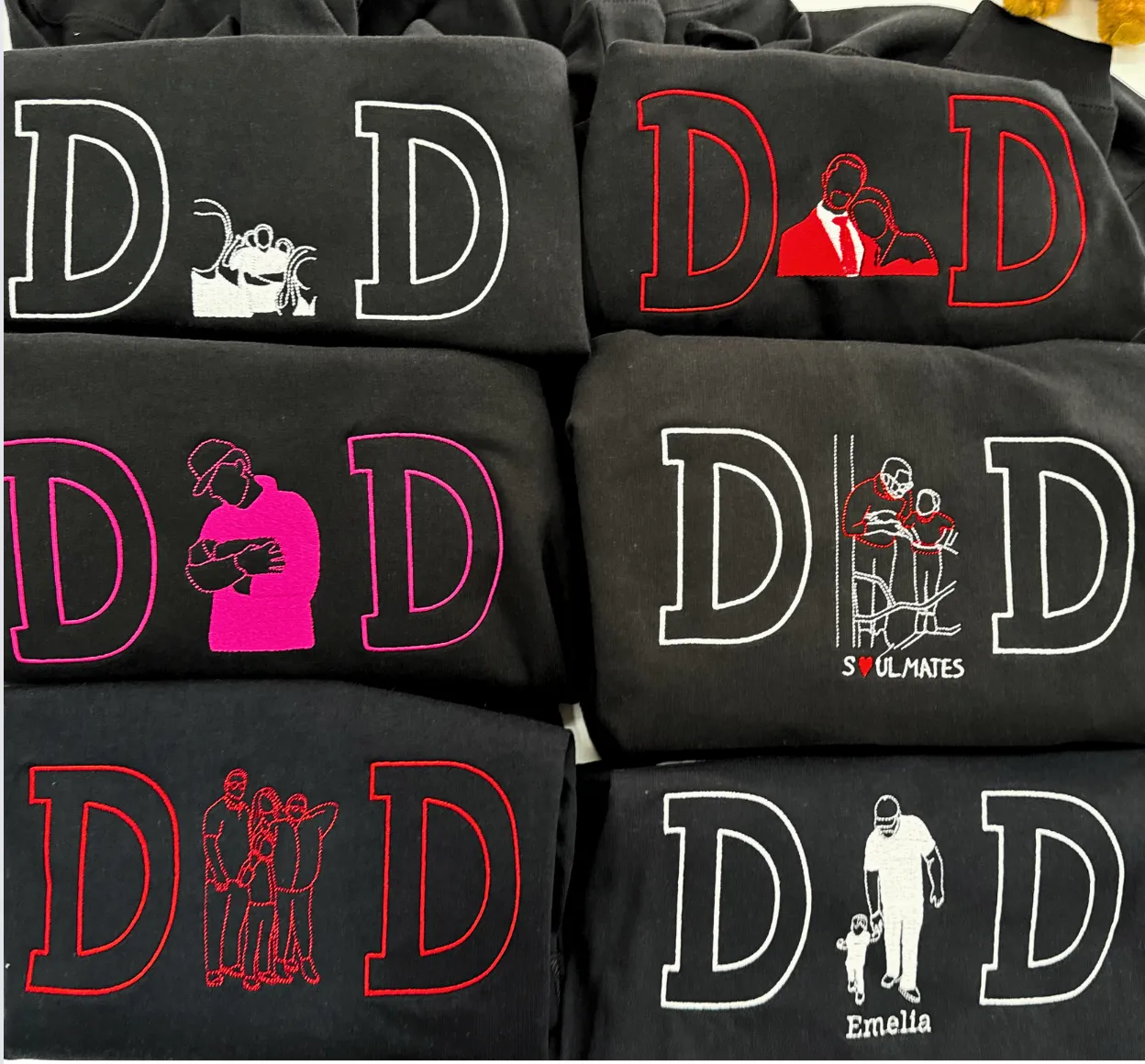 Personalized Embroidered DAD Outline Hoodie for Fathers Day - Soulmate Customs©
