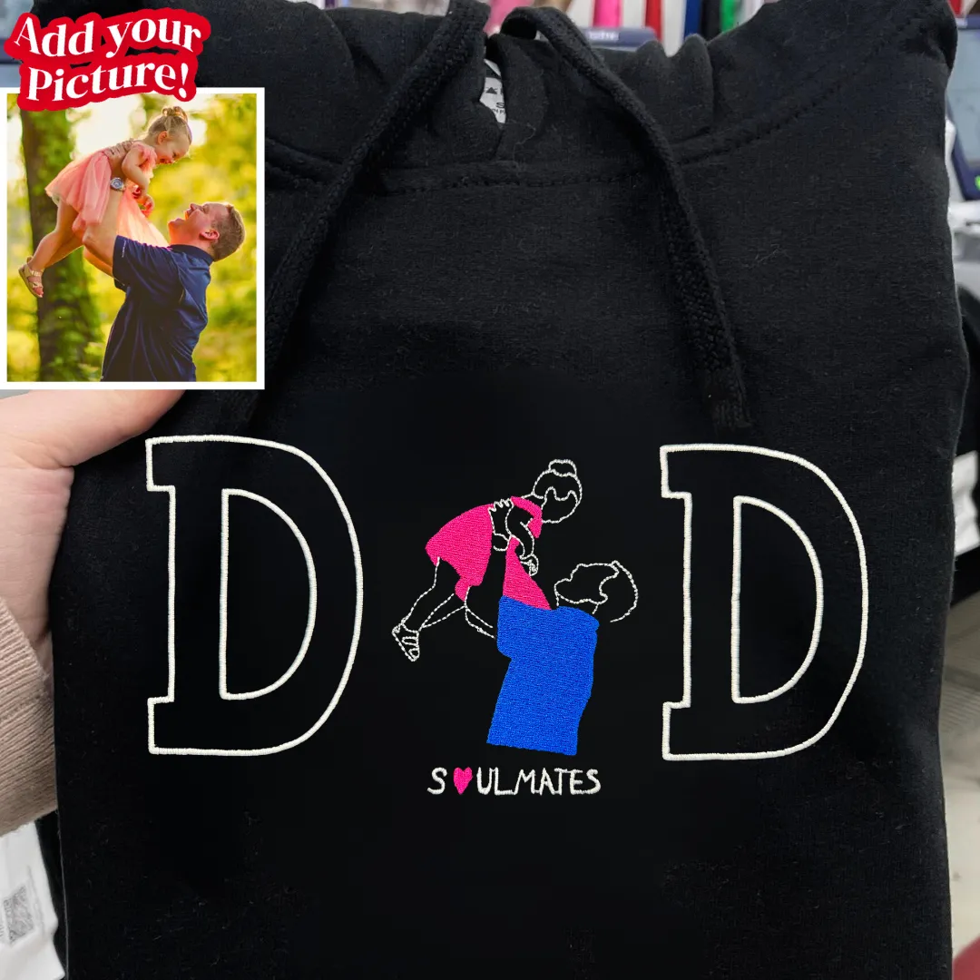 Personalized Embroidered DAD Outline Hoodie for Fathers Day - Soulmate Customs©