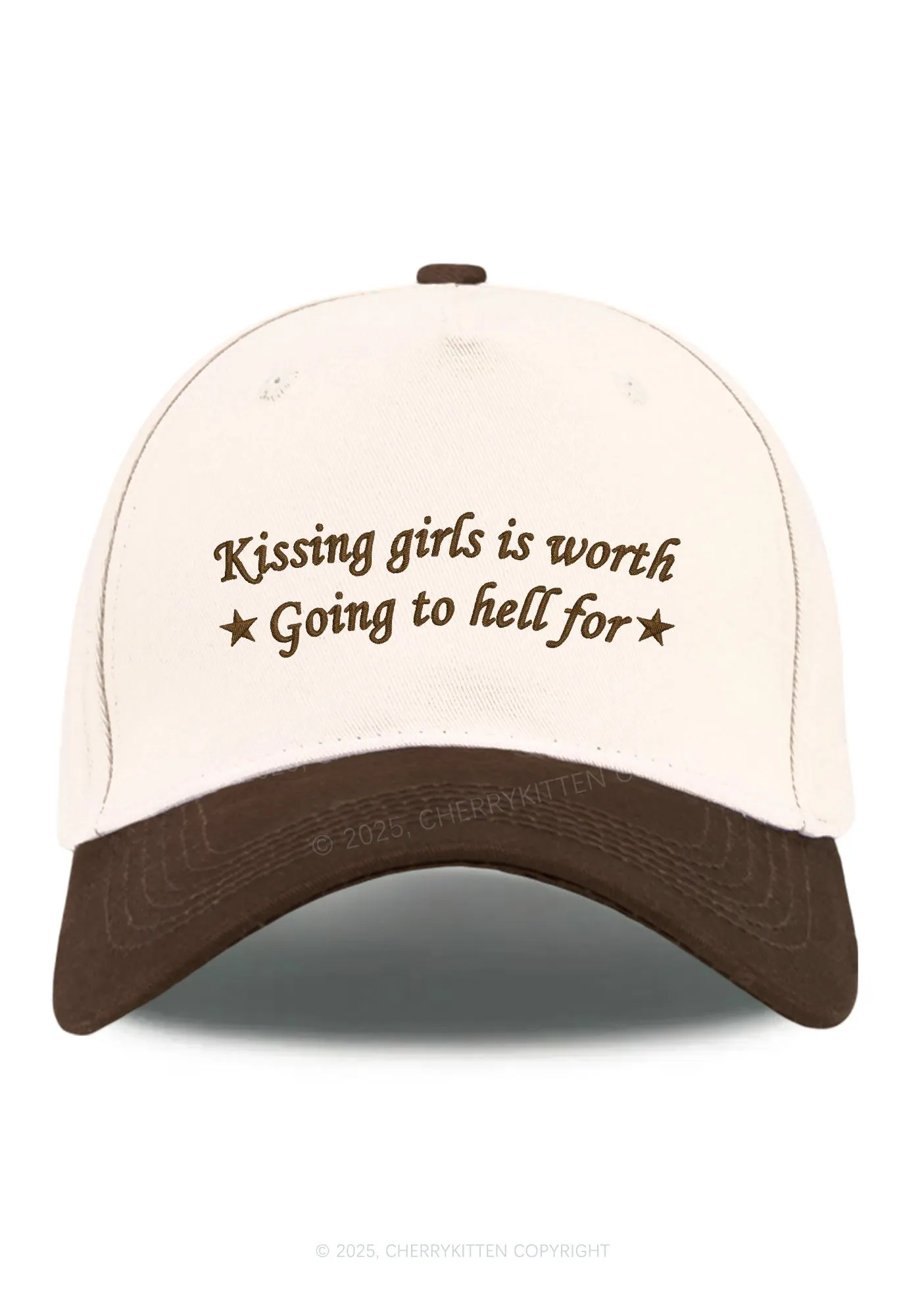 Embroidered Kissing Girls is Worth Pride Y2K Color Block Baseball Cap Cherrykitten