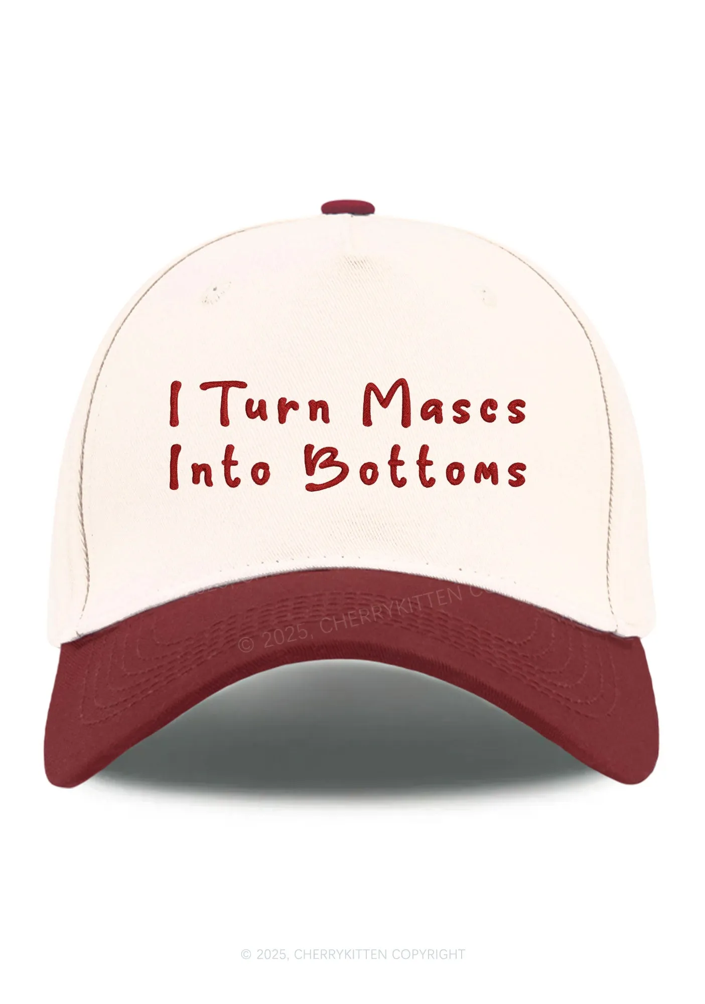 Embroidered Turn Mascs Into Bottoms Pride Y2K Color Block Baseball Cap Cherrykitten