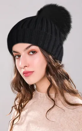 FHD3 Real Fur Detachable Pom Pom Hat