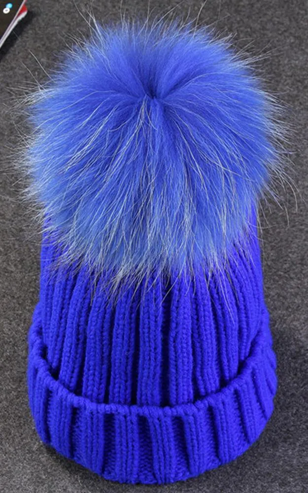 FHD3 Real Fur Detachable Pom Pom Hat