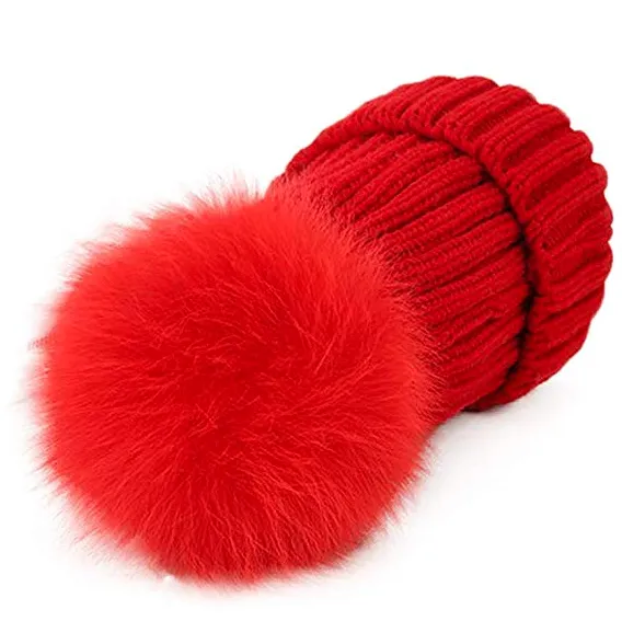 FHD3 Real Fur Detachable Pom Pom Hat