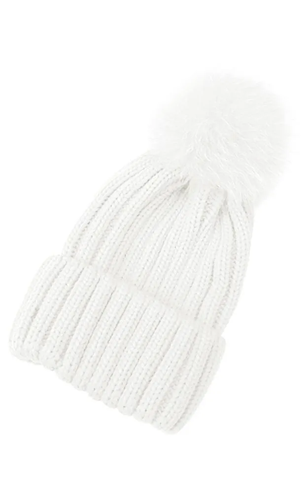 FHD3 Real Fur Detachable Pom Pom Hat