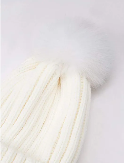 FHD3 Real Fur Detachable Pom Pom Hat