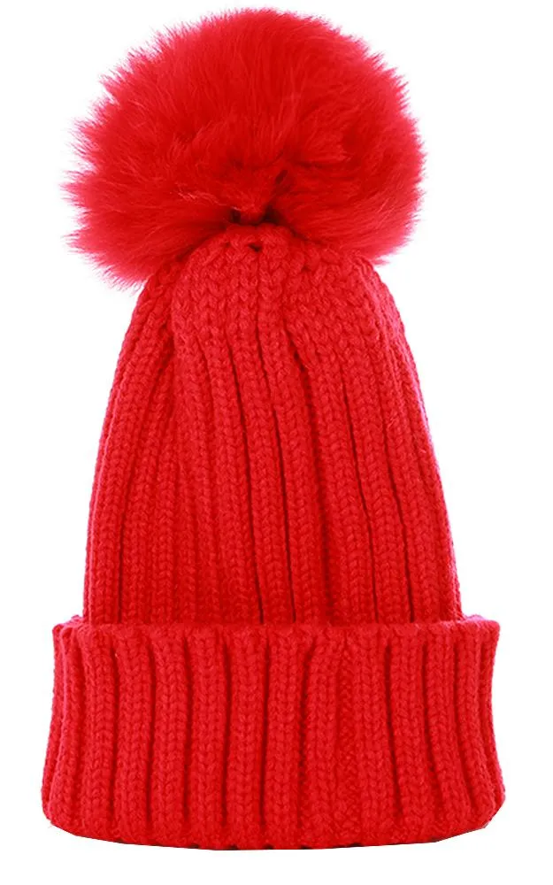 FHD3 Real Fur Detachable Pom Pom Hat