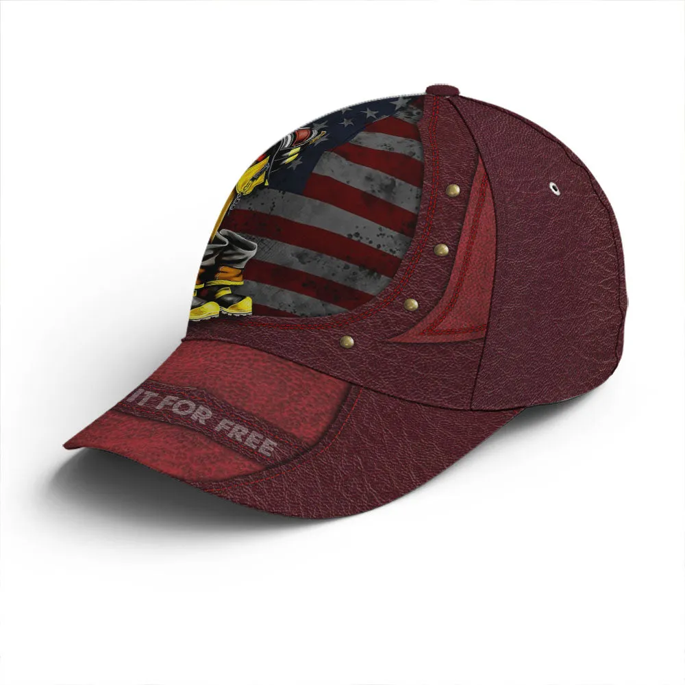 Firefighter I Do It For Free Red Leather Style Baseball Cap Coolspod