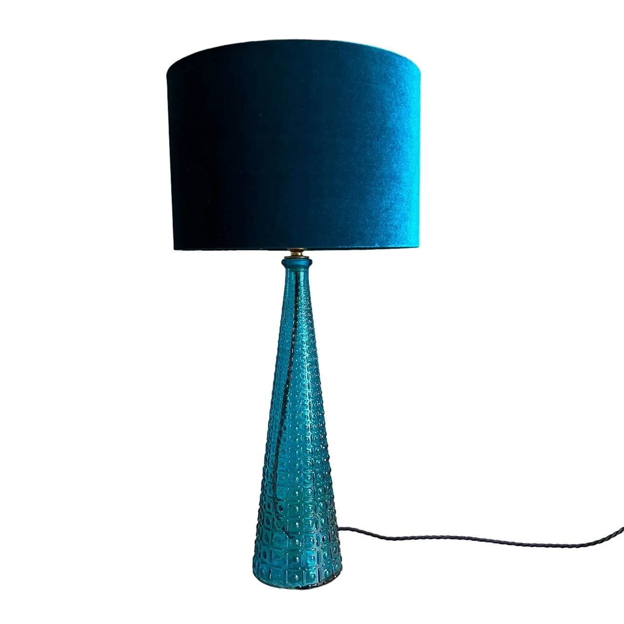 Glass cone lamp in turquoise