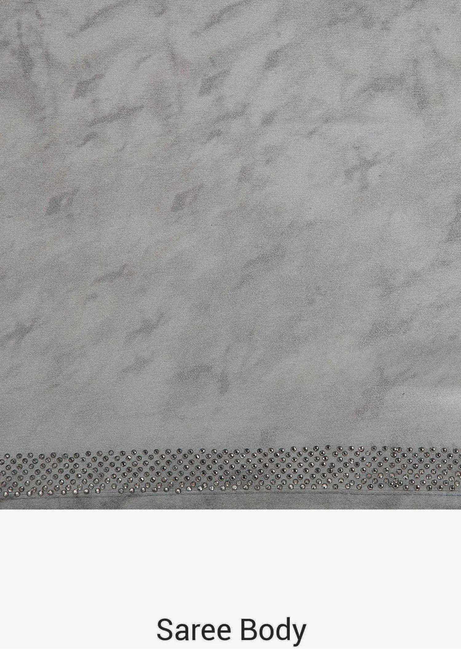 Grey saree in satin with kundan embroidered border