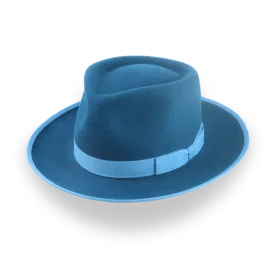 Handcrafted Slate Teal Fedora Hat with Unique Design | The Equinox