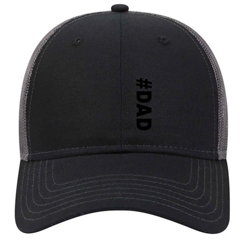 Hashtag Dad 6 Panel Low Profile Mesh Back Trucker Hat - For Men