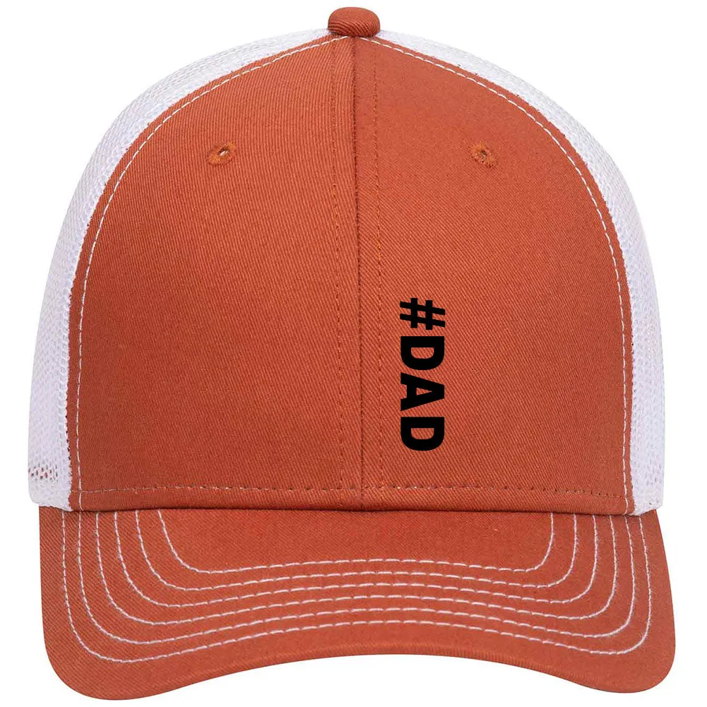 Hashtag Dad 6 Panel Low Profile Mesh Back Trucker Hat - For Men