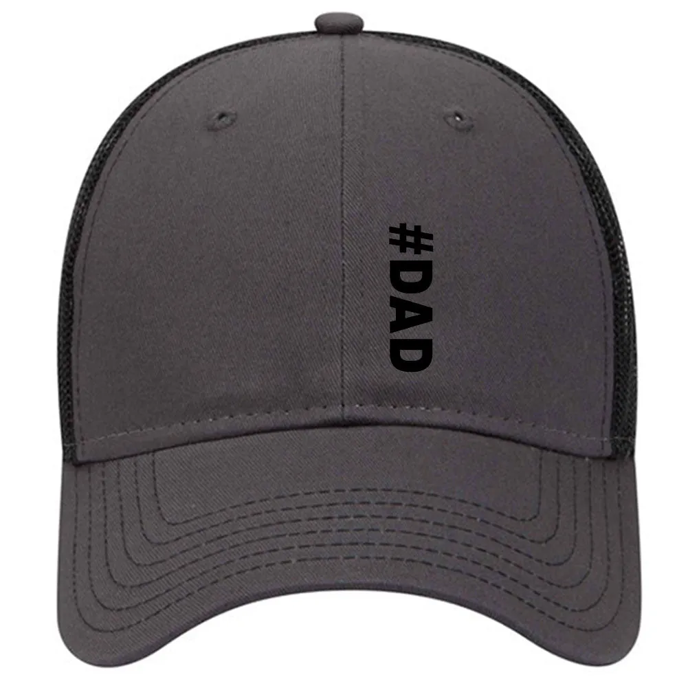 Hashtag Dad 6 Panel Low Profile Mesh Back Trucker Hat - For Men