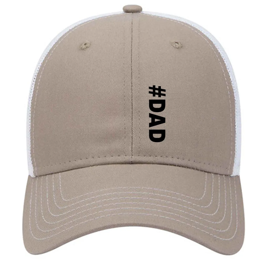 Hashtag Dad 6 Panel Low Profile Mesh Back Trucker Hat - For Men