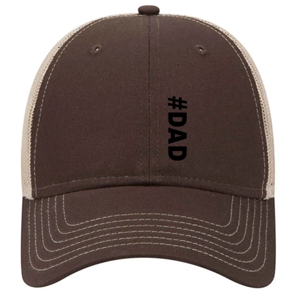 Hashtag Dad 6 Panel Low Profile Mesh Back Trucker Hat - For Men