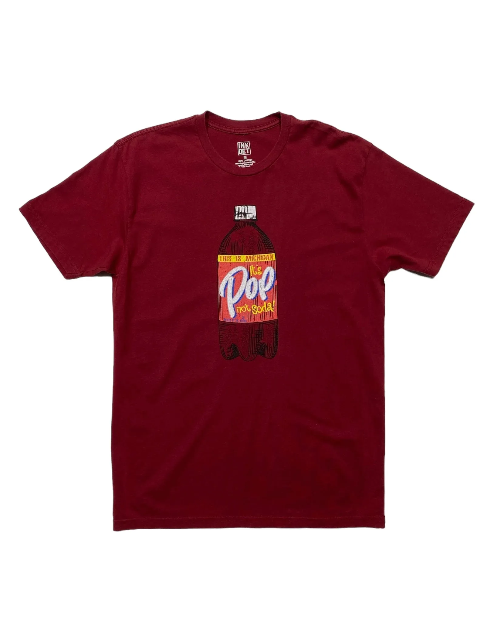 Ink Detroit- Vintage Pop not Soda T-Shirt - Soft Wash Cardinal