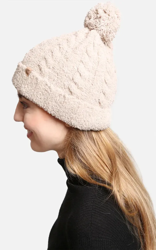 JH300 Solid Color Luxury Soft Knitted Beanie w/Pom-Pom & Ribbed Trim