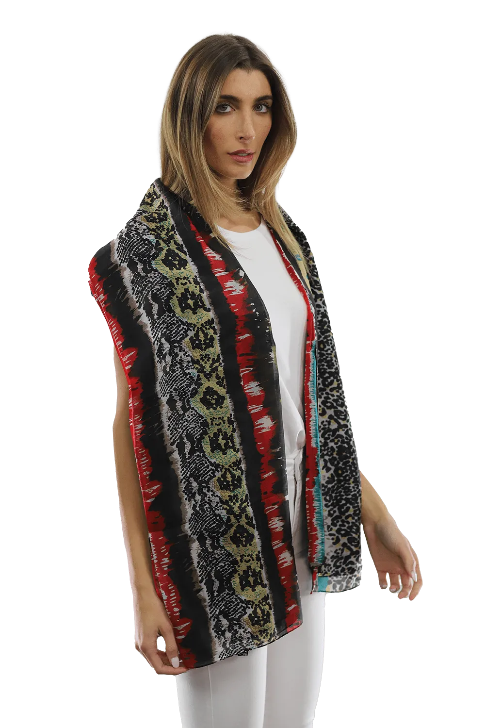 La Fiorentina Abstract Animal Print Scarf - Black