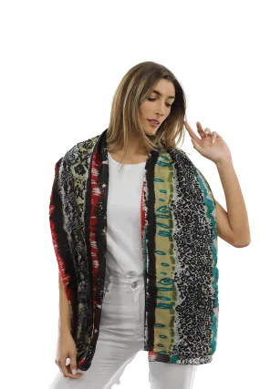 La Fiorentina Abstract Animal Print Scarf - Black