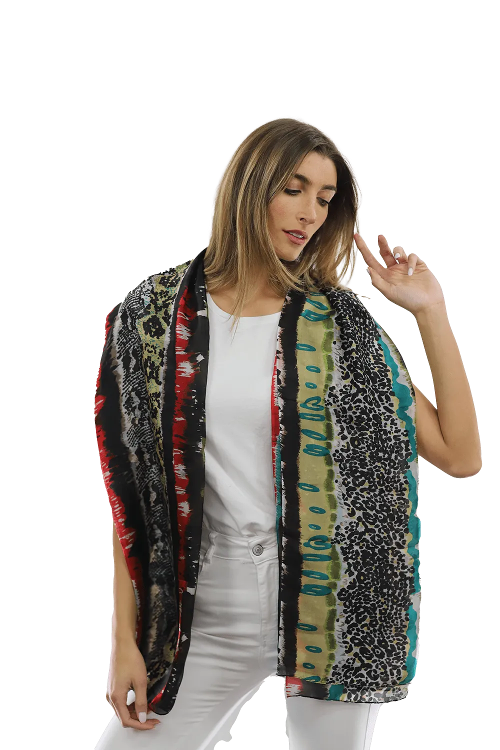 La Fiorentina Abstract Animal Print Scarf - Black