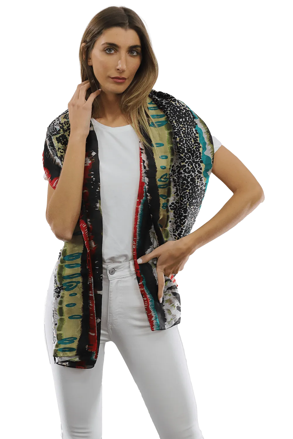 La Fiorentina Abstract Animal Print Scarf - Black