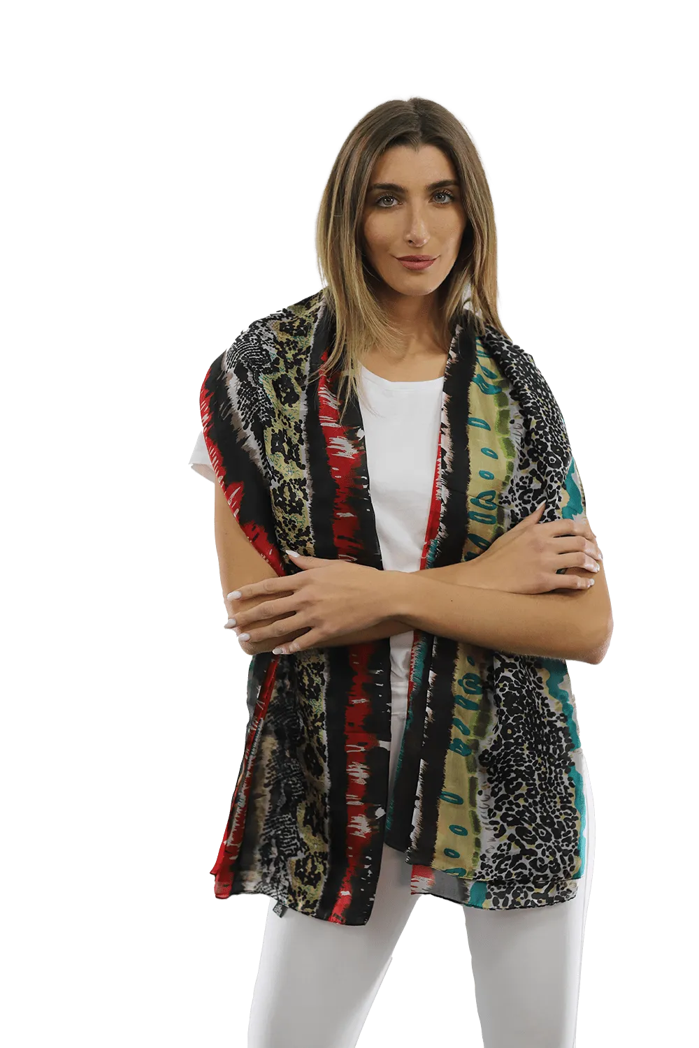 La Fiorentina Abstract Animal Print Scarf - Black