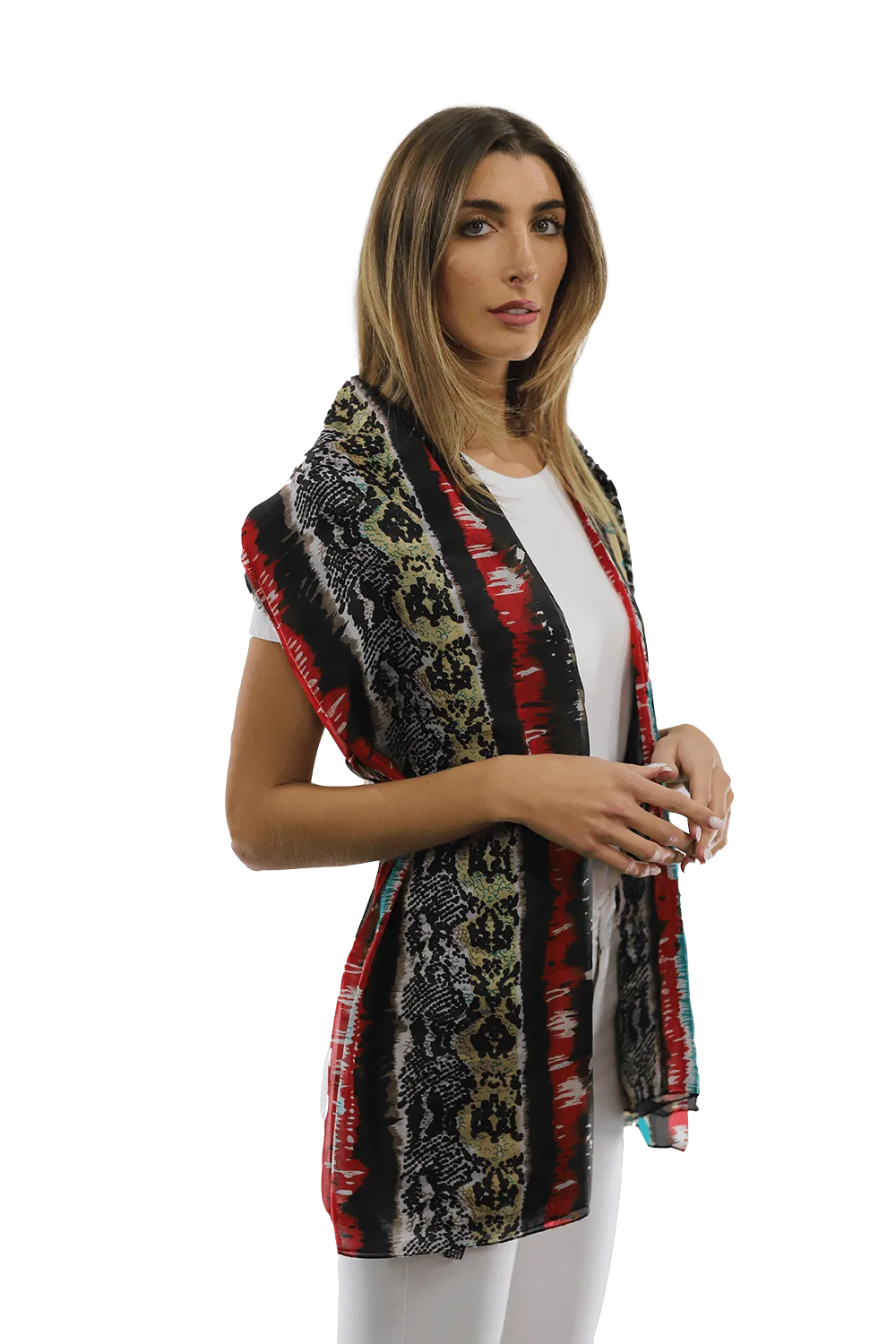 La Fiorentina Abstract Animal Print Scarf - Black