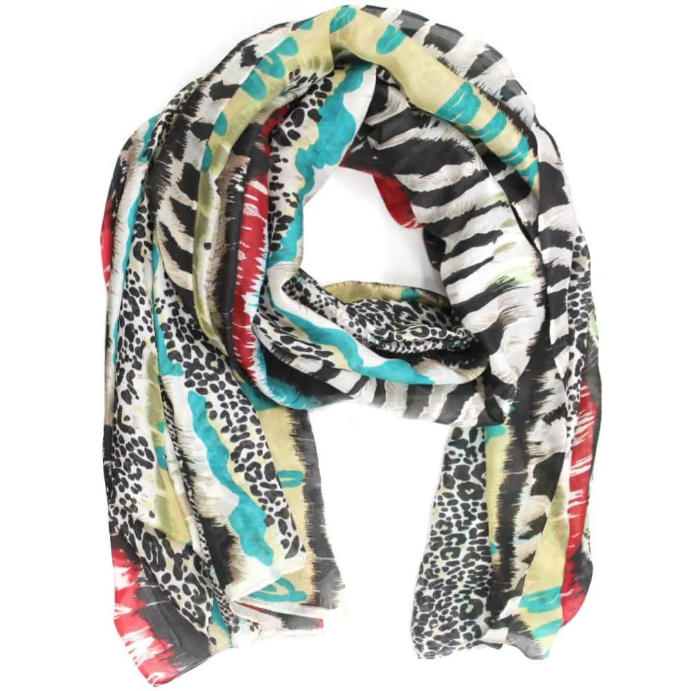 La Fiorentina Abstract Animal Print Scarf - Black