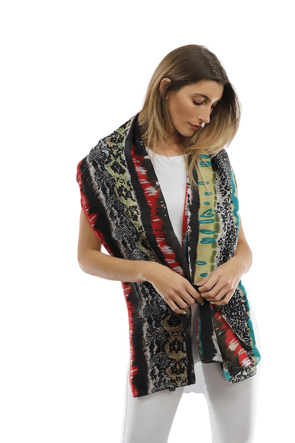 La Fiorentina Abstract Animal Print Scarf - Black