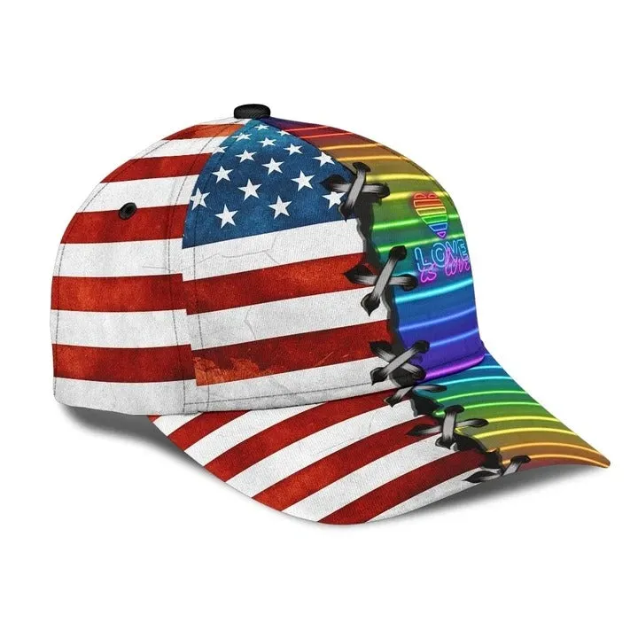 Lesbian Baseball Cap, Love Is Never Wrong Lgbt Printing 3D Baseball Cap Hat, Gift For Couple Lesbian
